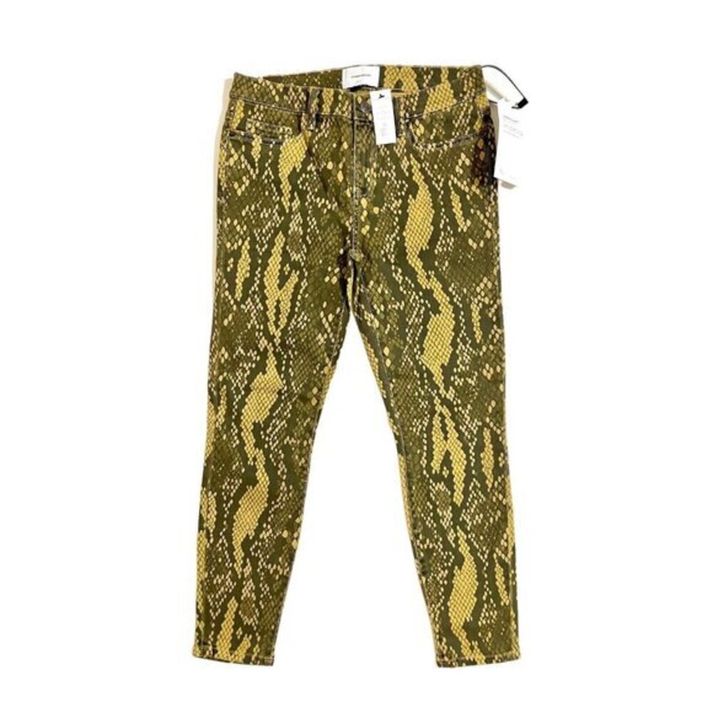 Current Elliott Stiletto Snake Print Jeans Burmese Python Green Sz 28 NWT